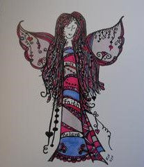Handmade Zenmind Artwork Blank Greeting Card - Purple Angel - Kimberly Fagan
