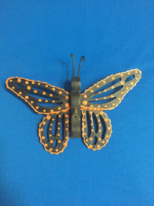 Handmade Decorative Butterfly for your yard - Black with Orange Dots -  Turkey Duster Game Call