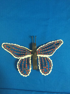 Handmade Decorative Butterfly for your yard - Blue with white trim and red dots - Turkey Duster Game Call