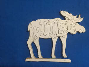 Handmade Wooden Moose Puzzle that you can color - Turkey Duster Game Call