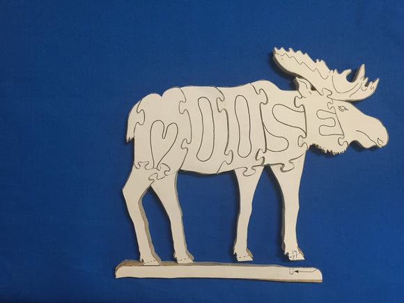 Handmade Wooden Moose Puzzle that you can color - Turkey Duster Game Call