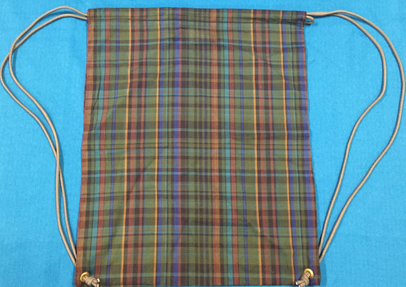 Green Plaid Drawstring Gym Bag made by Brenneman's Quilt & Sew