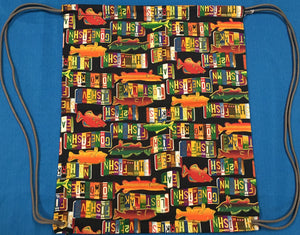 Gone Fish'n Drawstring Gym Bag made by Brenneman's Quilt & Sew