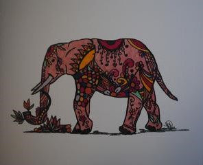 Handmade Zenming Blank Greeting Card - Elephant - Kimberly Fagan
